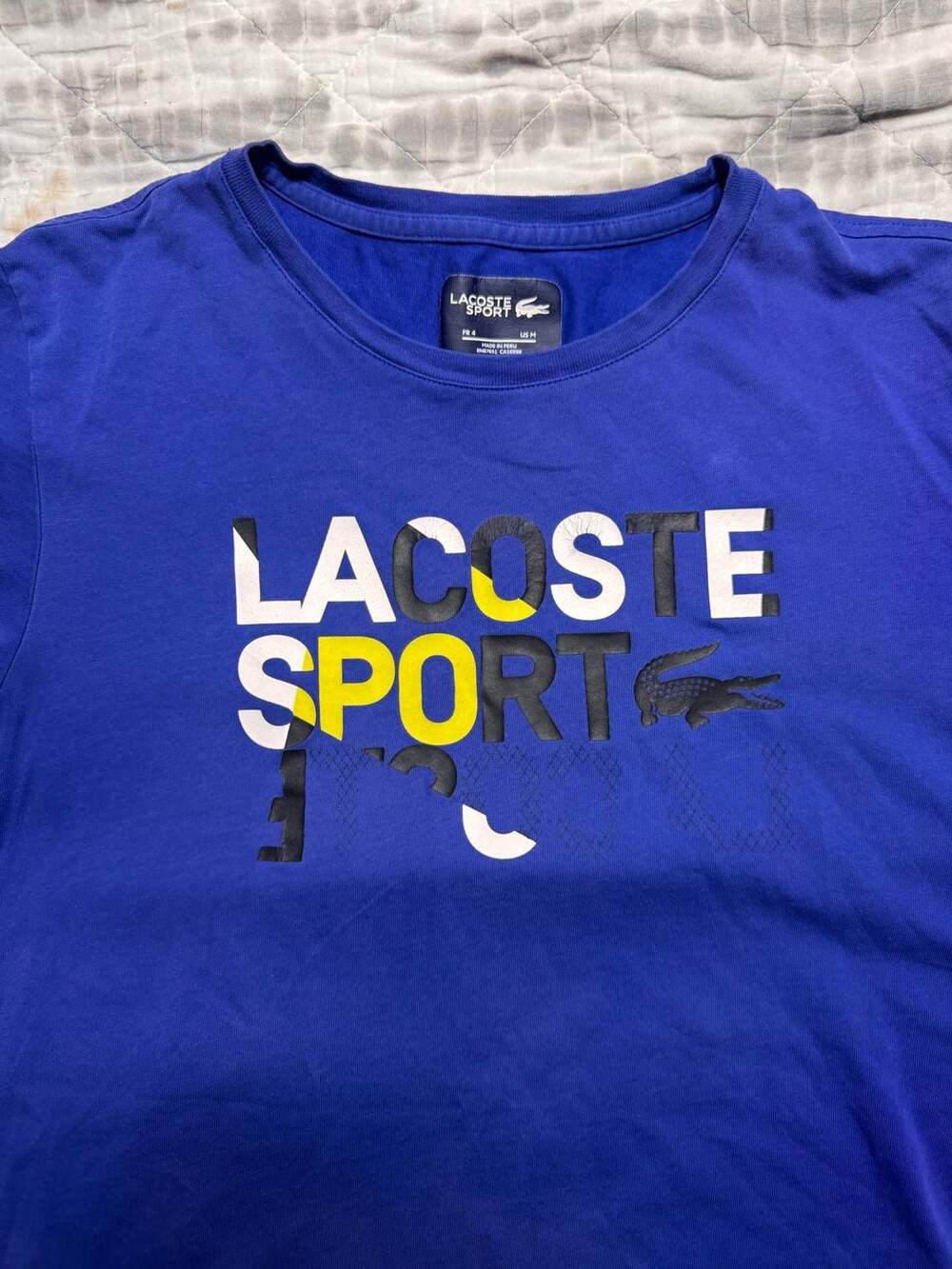 Lacoste Sport Ultra Dry Graphic Logo T-Shirt Blue Size US M FR 4